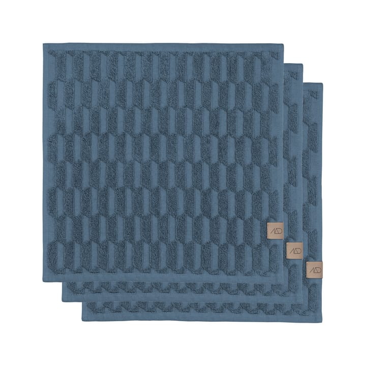 Geo towel 30x30 cm 3-pack - Slate blue - Mette Ditmer