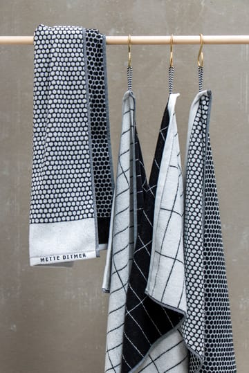 Grid guest towel 38x60 cm 2 pack - Black-off white - Mette Ditmer