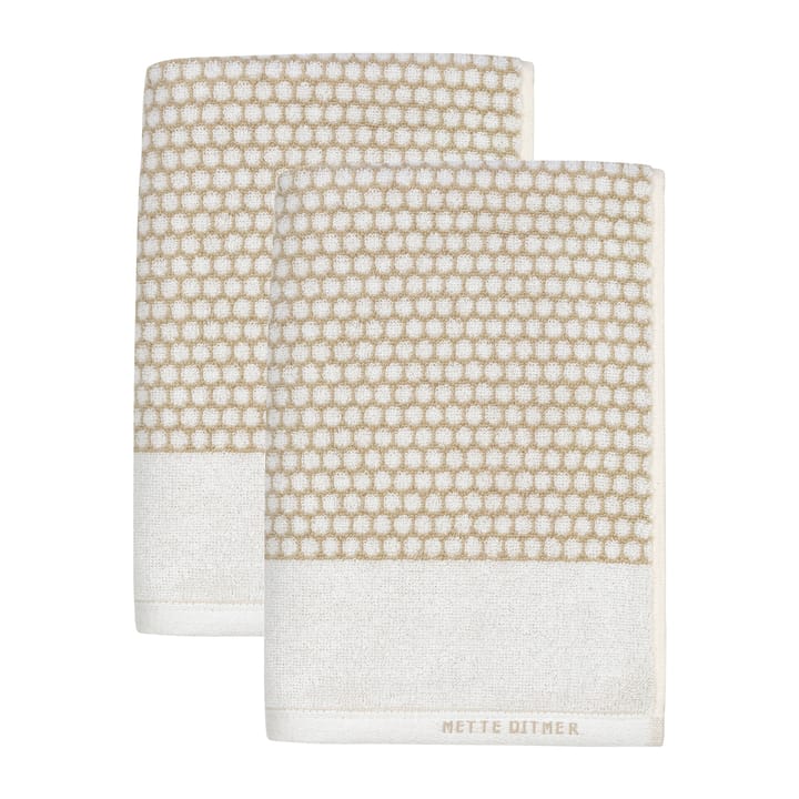 Grid guest towel 38x60 cm 2 pack - Sand-off white - Mette Ditmer