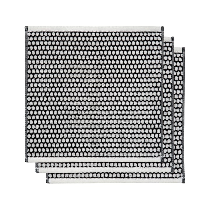 Grid towel 31x31 cm 3-pack - Black-off white - Mette Ditmer