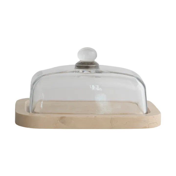 Marble butter dish - Beige, 14x19.5x10.5 cm - Mette Ditmer