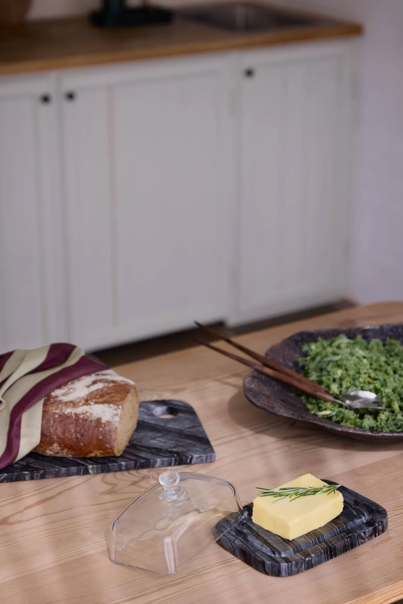 Marble butter dish, Black-Grey (svart-grey), 14x19.5x10.5 cm Mette Ditmer