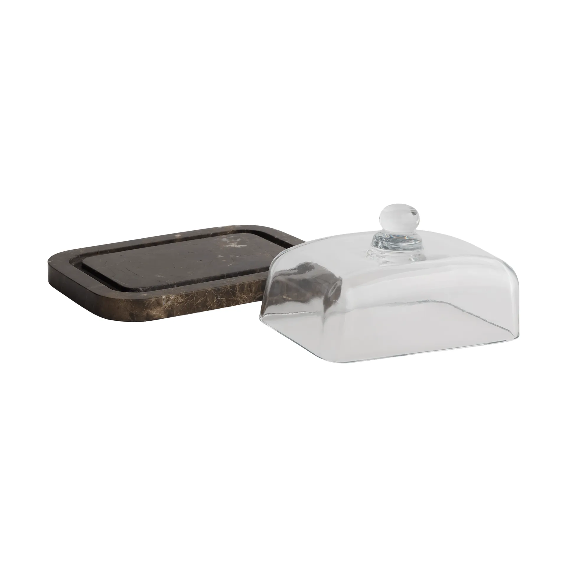Marble butter dish, Brown (brun), 14x19.5x10.5 cm Mette Ditmer