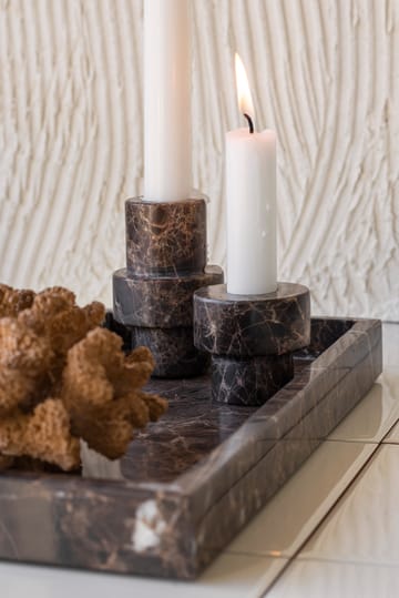 Marble candle holder 5 cm - Brown - Mette Ditmer