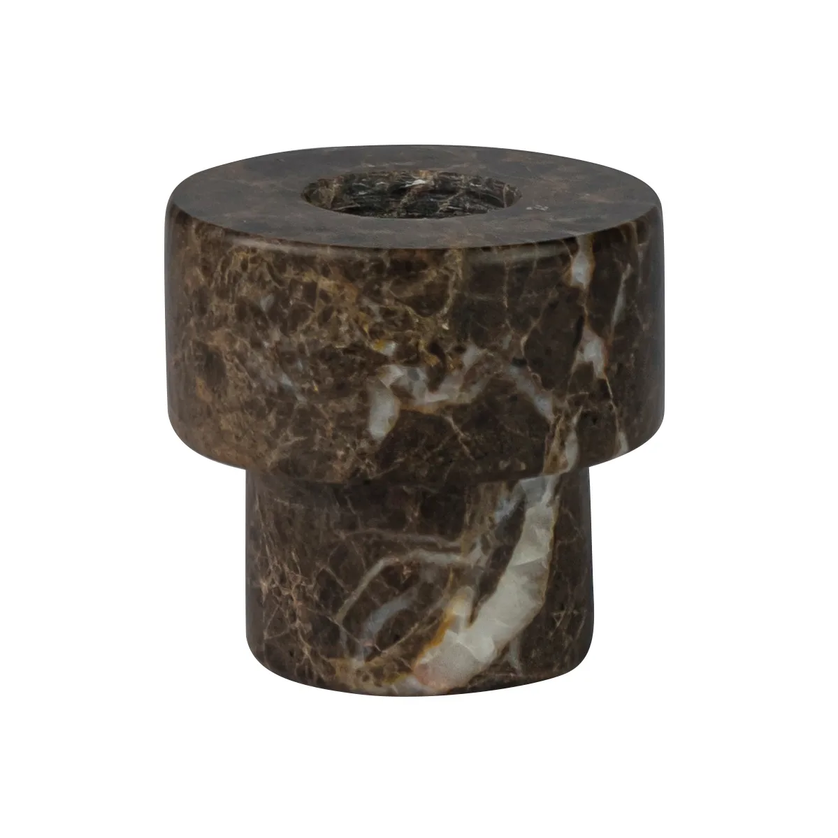 Marble candle holder 5 cm, Brown Mette Ditmer