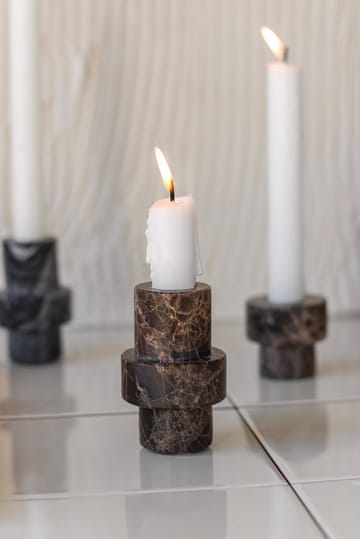 Marble candle holder 8.5 cm - Brown - Mette Ditmer