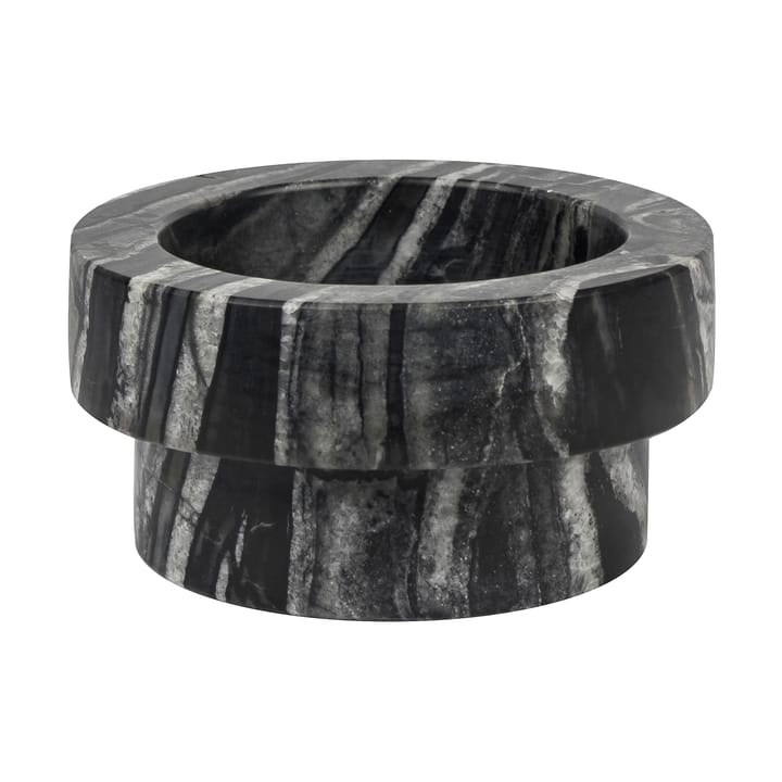 Marble candle holder for block candle 5 cm - Black-Grey - Mette Ditmer