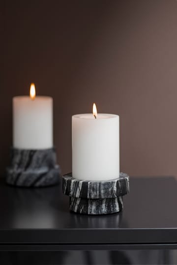 Marble candle holder for block candle 5 cm - Black-Grey - Mette Ditmer