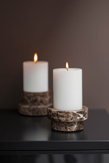 Marble candle holder for block candle 5 cm - Brown - Mette Ditmer