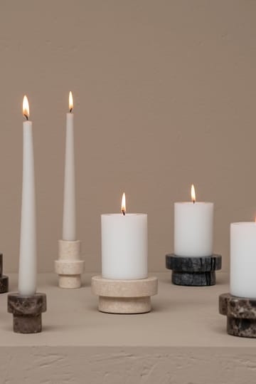 Marble candle holder for block candle 5 cm - Sand - Mette Ditmer