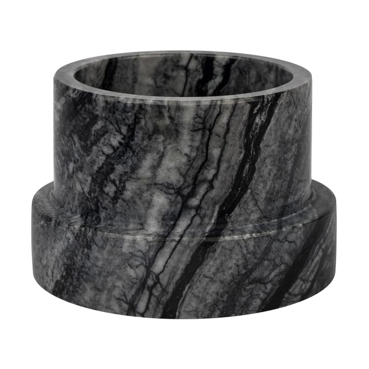 Marble candle holder for block candle 6.5 cm - Black-Grey - Mette Ditmer
