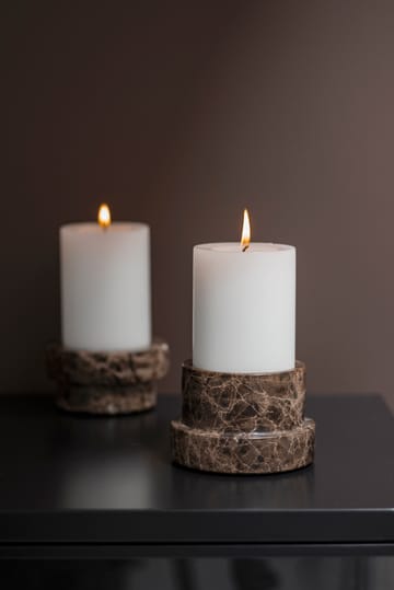 Marble candle holder for block candle 6.5 cm - Brown - Mette Ditmer