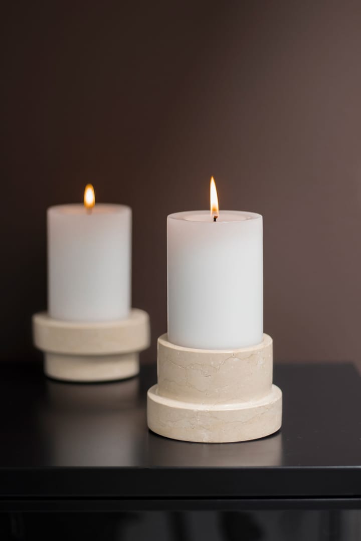 Marble candle holder for block candle 6.5 cm - Sand - Mette Ditmer