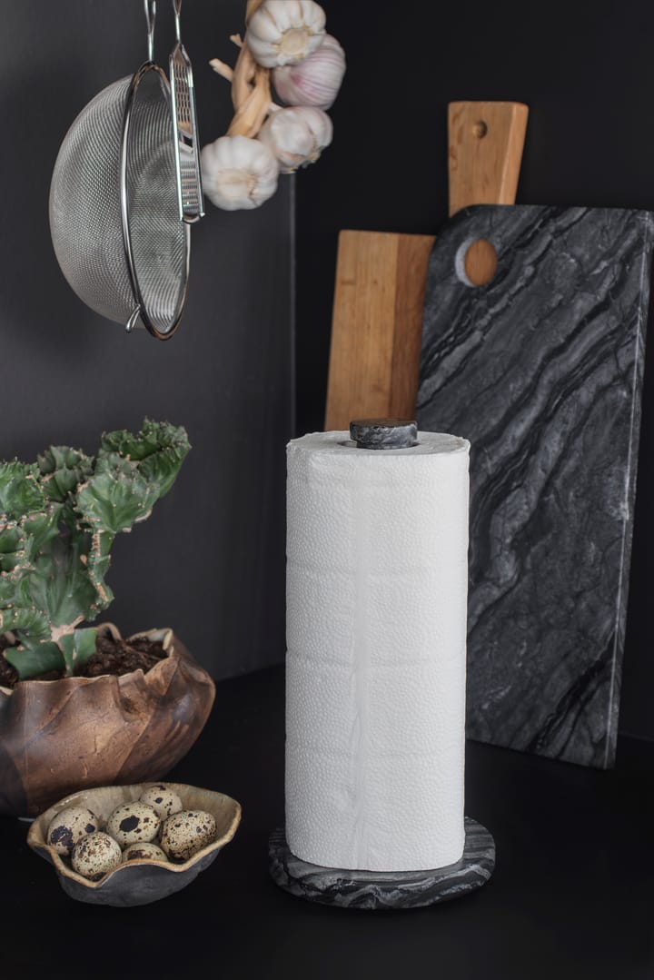 Marble paper towel holder - Black-grey - Mette Ditmer