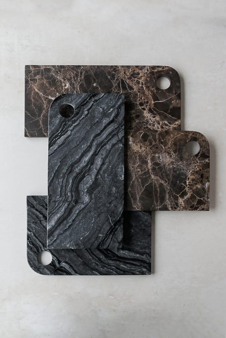 Marble serving tray large 18x38 cm - Black-grey - Mette Ditmer