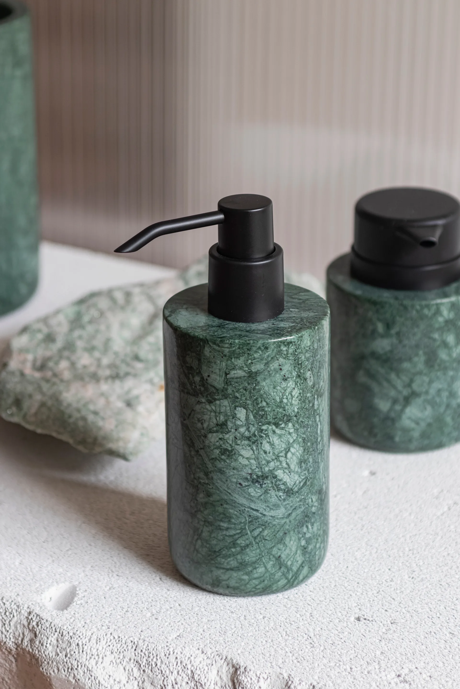 Marble soap dispenser 17.5 cm, Dark forest Mette Ditmer