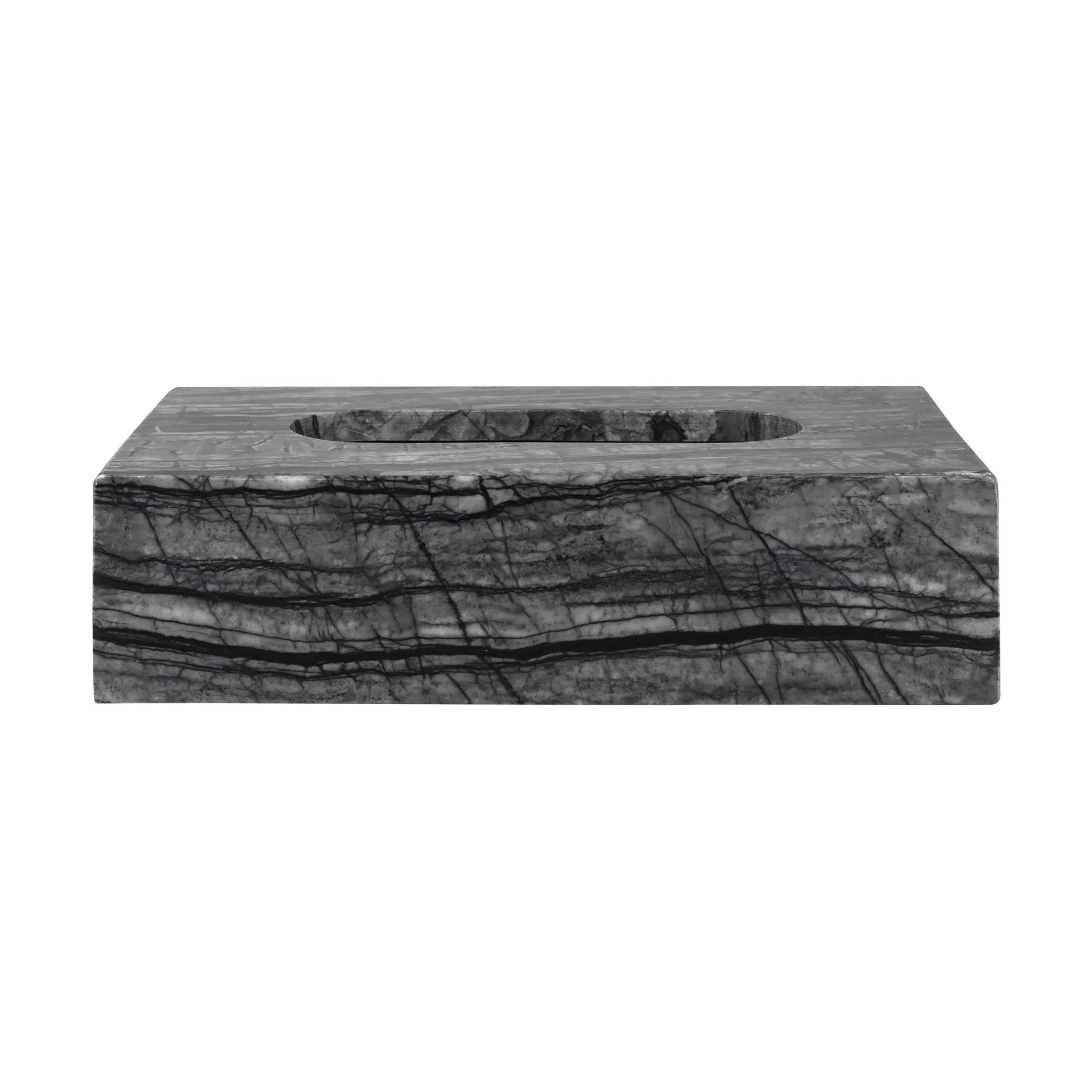 Marble tissue box 14x25.5 cm, Black-Grey Mette Ditmer