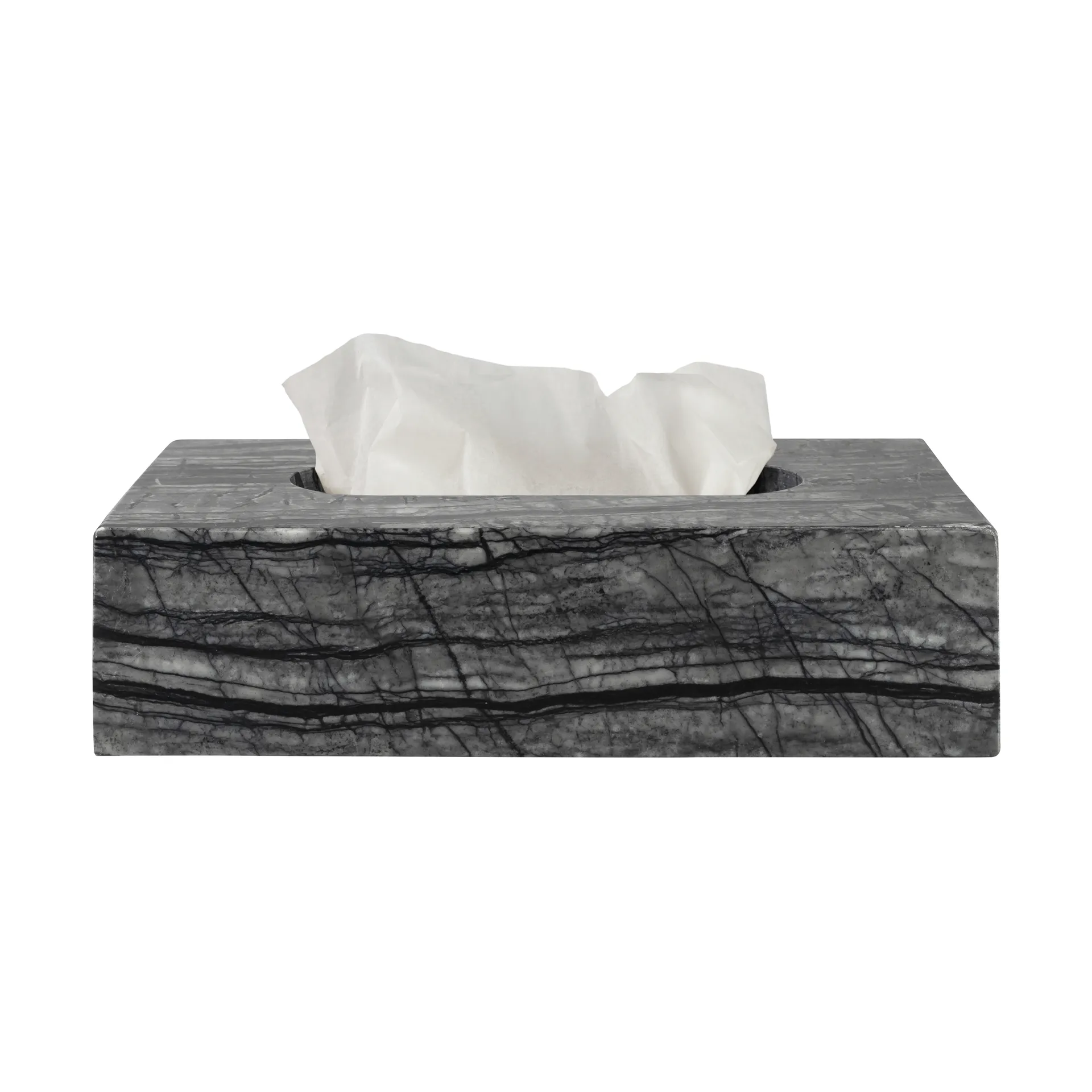 Marble tissue box 14x25.5 cm, Black-Grey Mette Ditmer