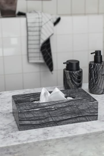 Marble tissue box 14x25.5 cm - Black-Grey - Mette Ditmer