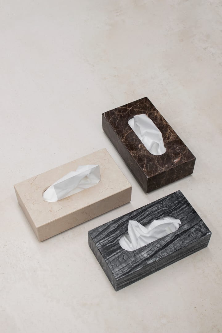 Marble tissue box 14x25.5 cm - Black-Grey - Mette Ditmer