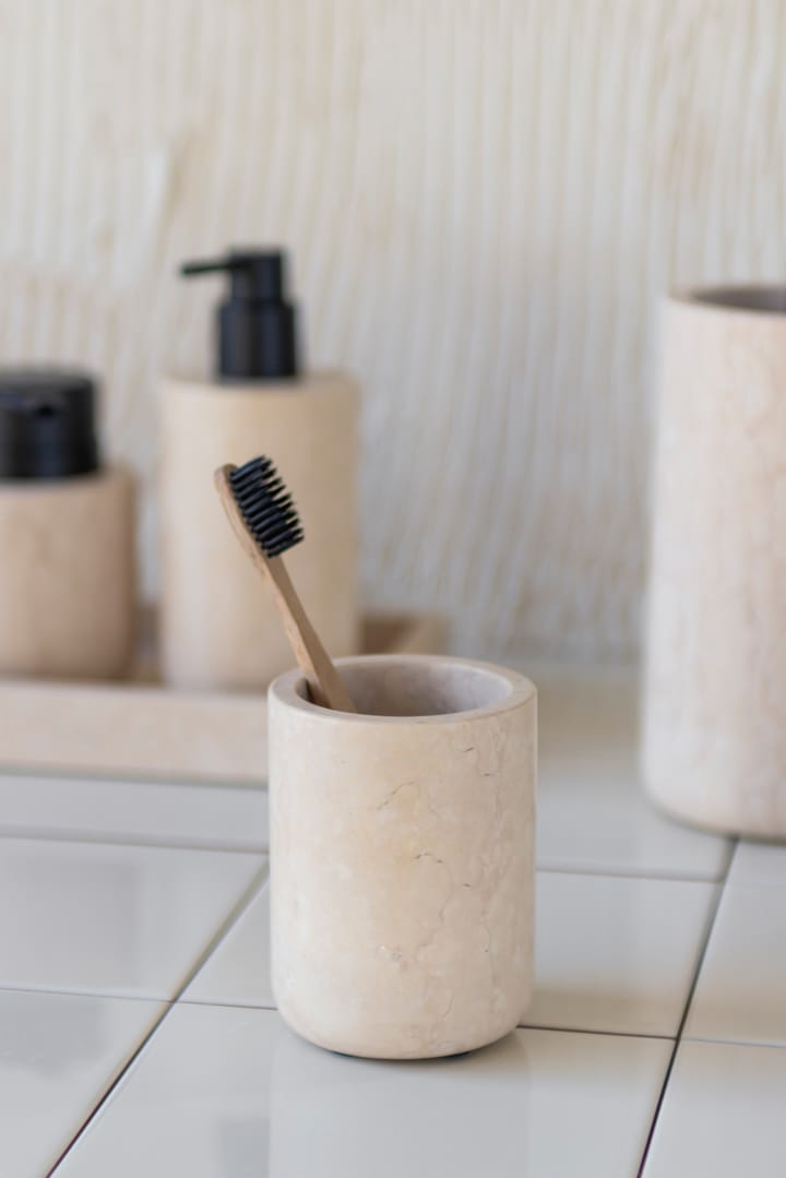 Marble toothbrush holder 10 cm - Sand - Mette Ditmer