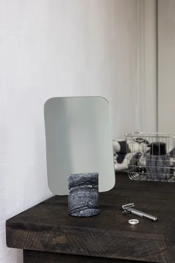 Marble vanity mirror - Black-grey, 30 cm - Mette Ditmer