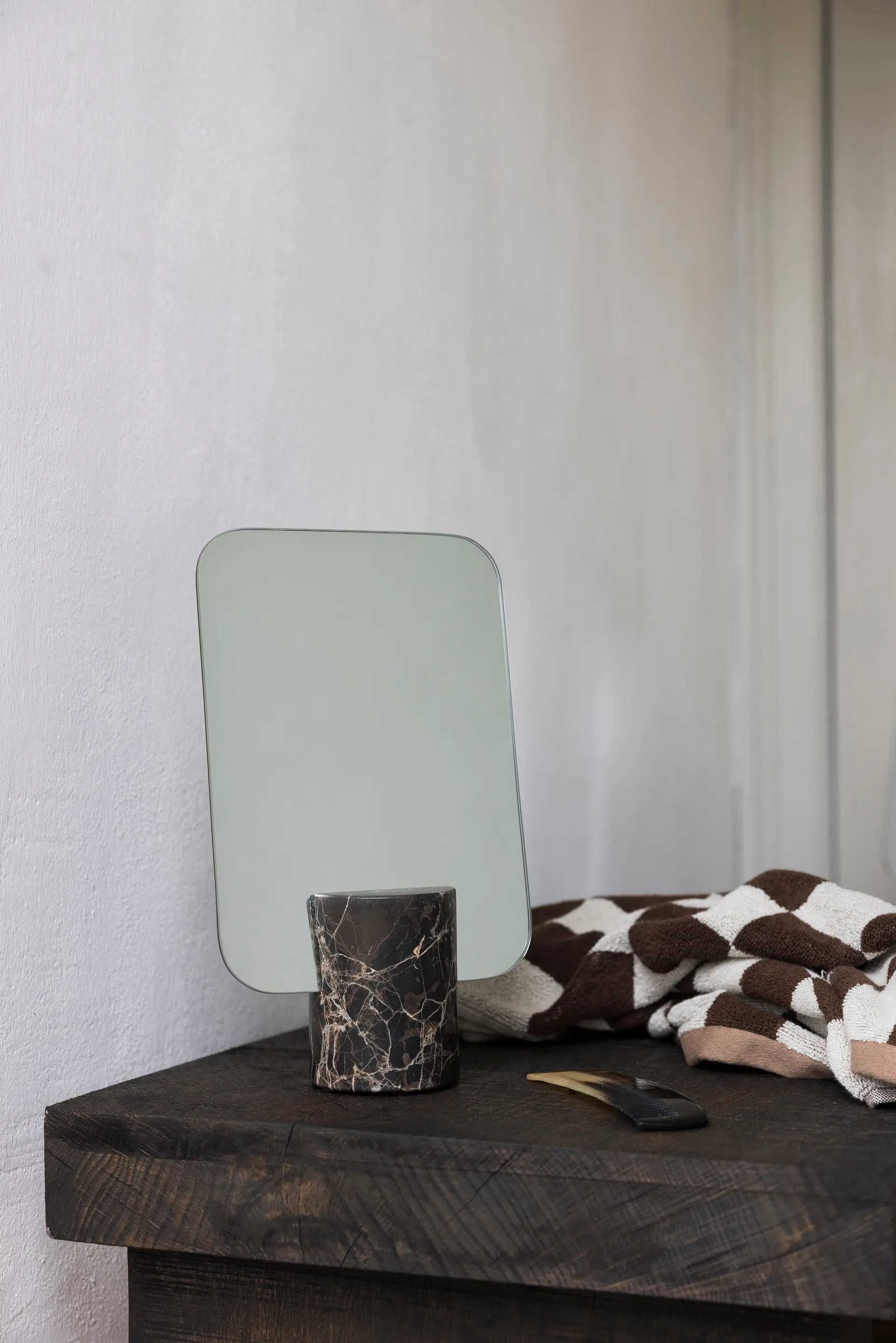 Marble vanity mirror, Brown, 30 cm Mette Ditmer