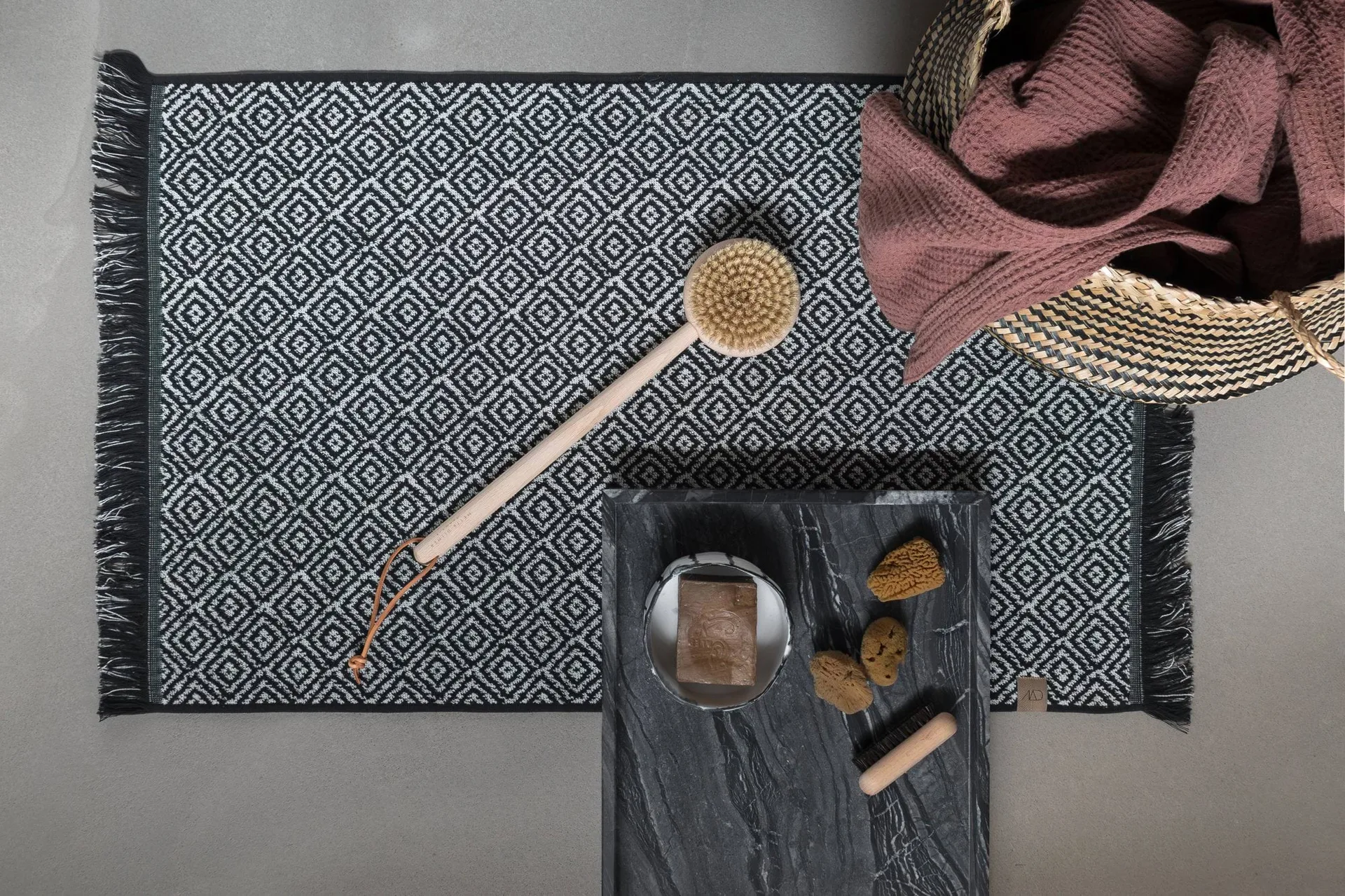 Morocco bathroom mat 50x80 cm, Black-grey Mette Ditmer
