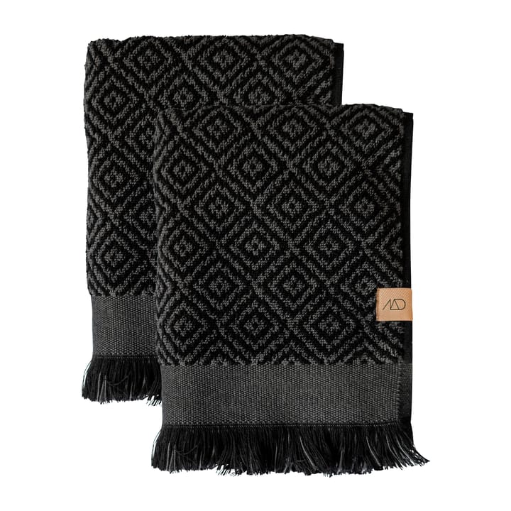 Morocco guest towel 35x60 cm 2-pack - Black-grey - Mette Ditmer