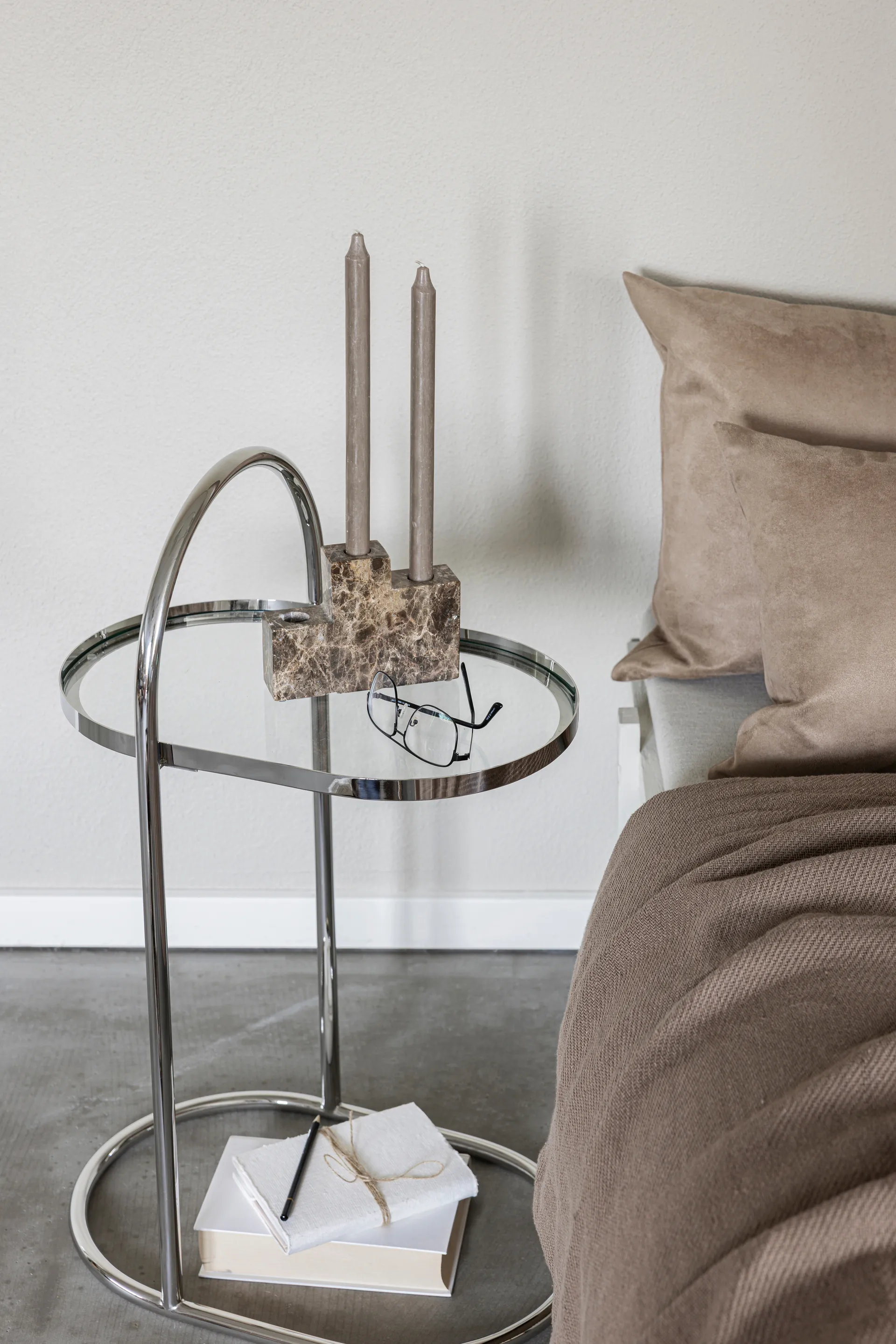 Moves side table, Chrome, 34.5x51x76.5 cm Mette Ditmer