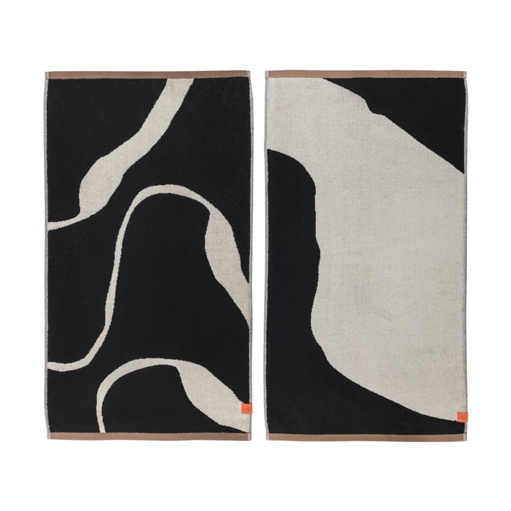Nova Arte guest towel 40x55 cm 2-pack - Black-off white - Mette Ditmer