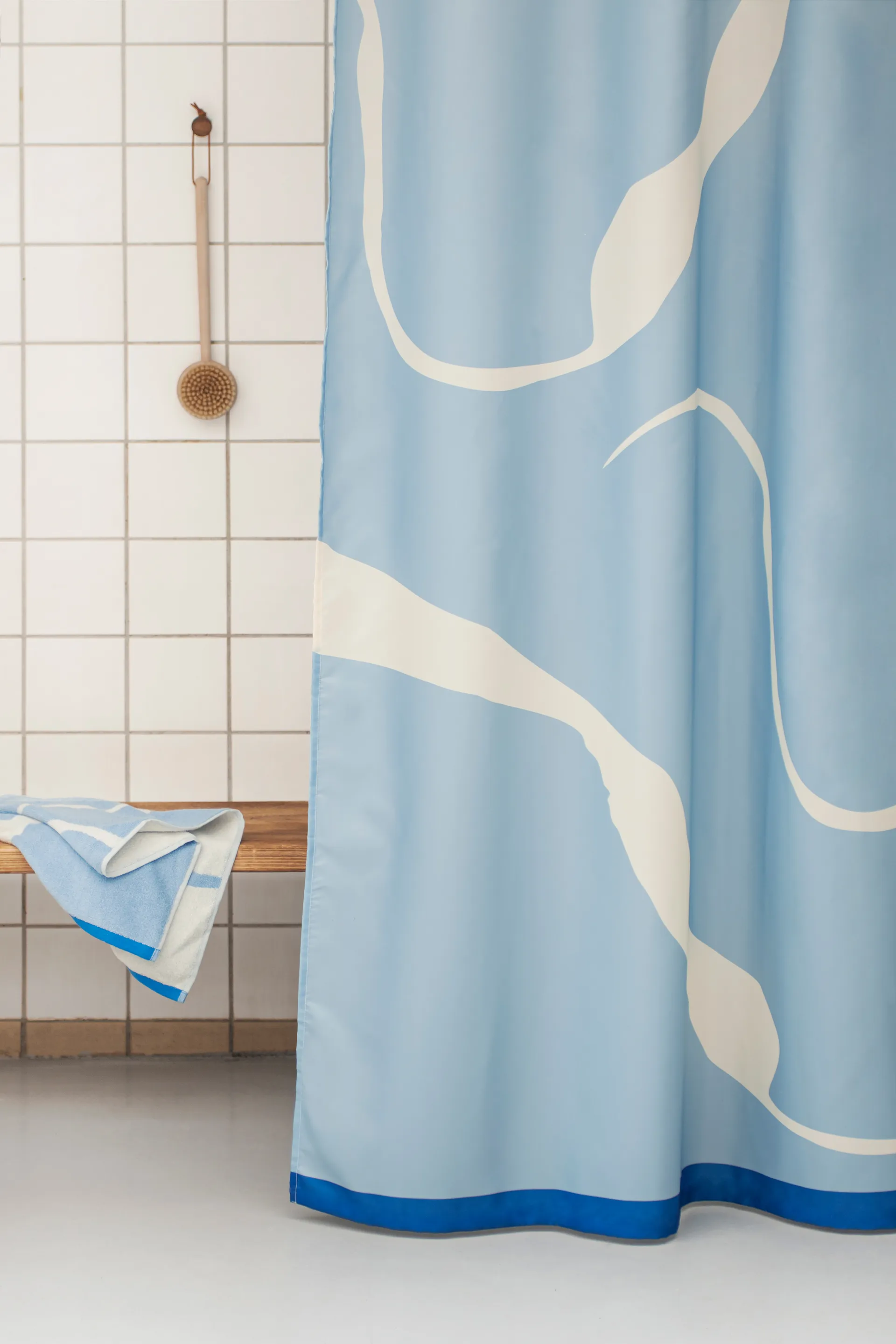 Nova Arte shower curtain 150x200 cm, Light blue-off-white Mette Ditmer