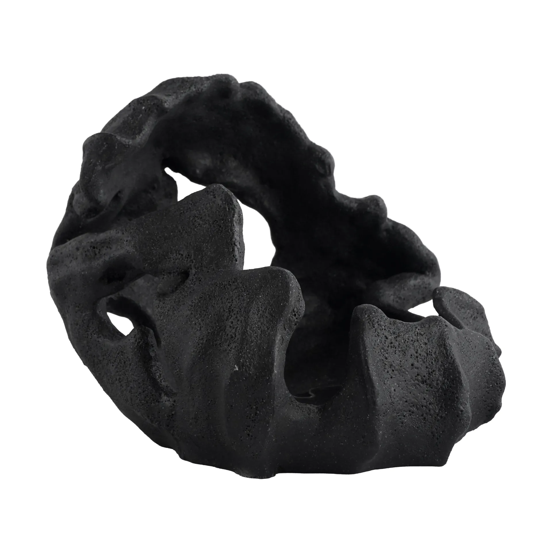 Reef pillar candle holder, Black, Ø16.5x13 cm Mette Ditmer