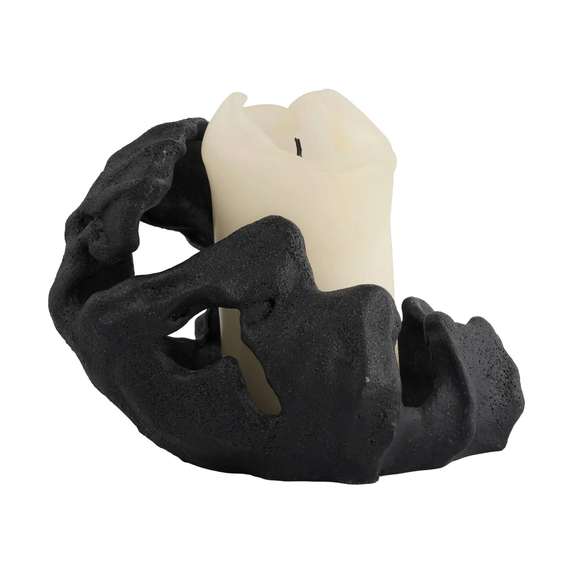 Reef pillar candle holder, Black, Ø16.5x13 cm Mette Ditmer