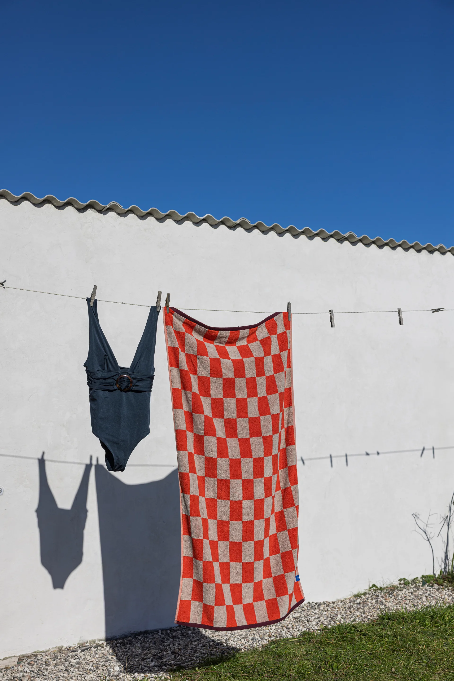 Retro towel, Dark orange, 50x90 cm Mette Ditmer