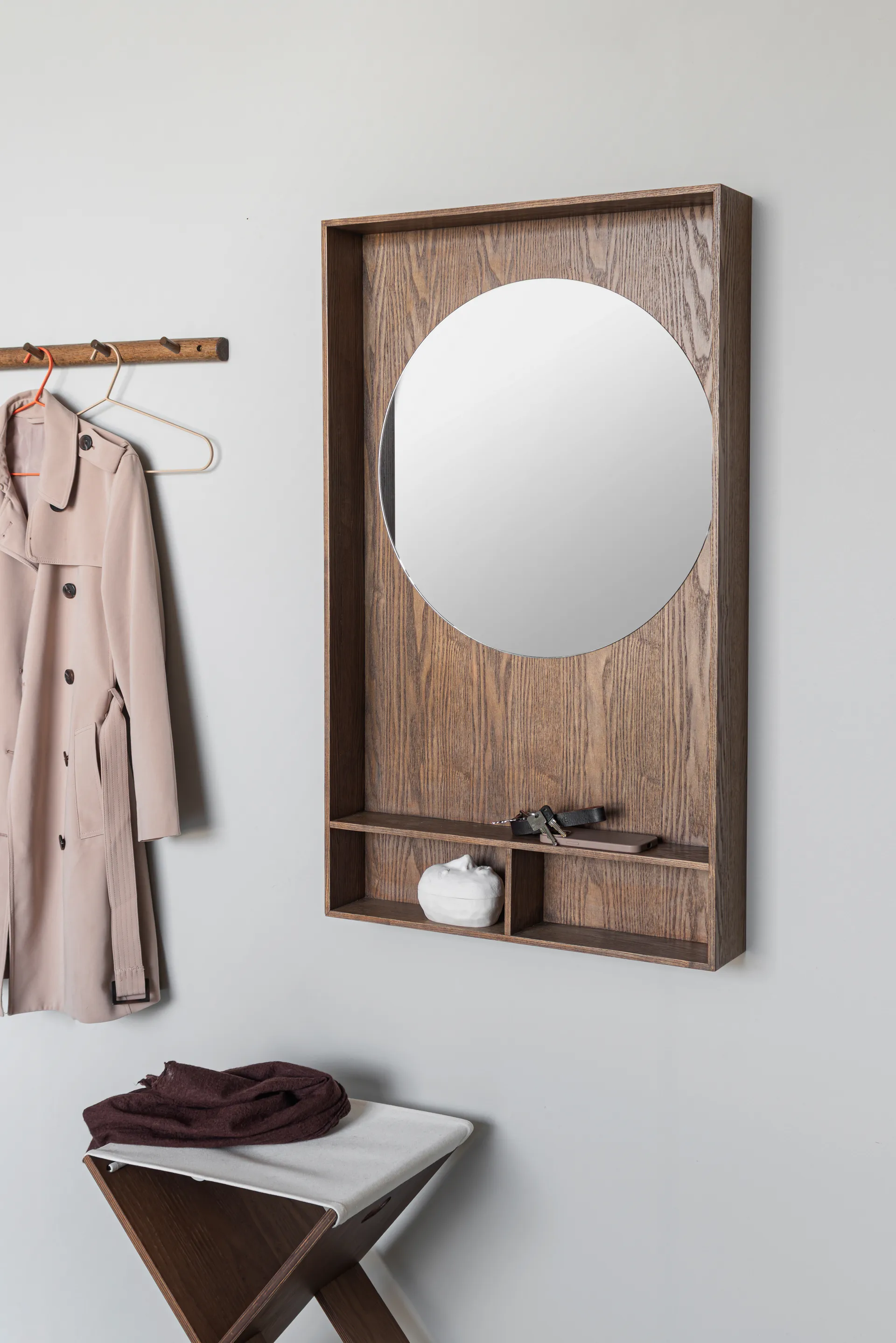 Show-me mirror with shelf large, Dark oiled Mette Ditmer