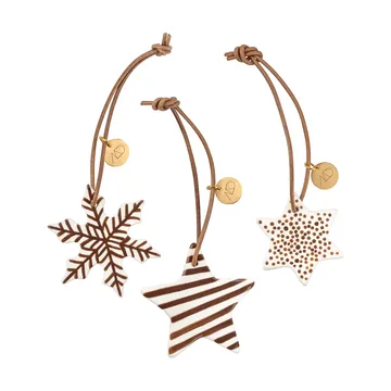 Star Christmas decoration 3 pieces - Walnut - Mette Ditmer