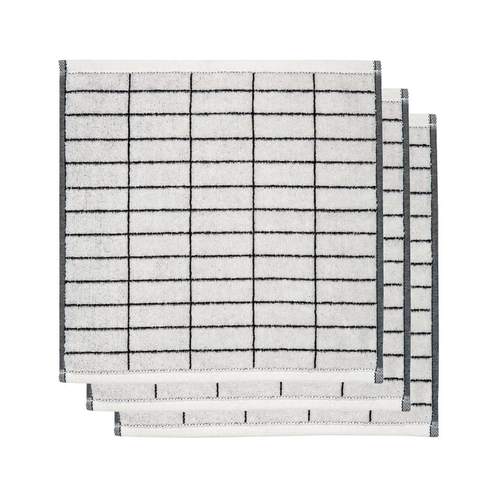Tile stone towel 31x31 cm 3-pack - Black-off white - Mette Ditmer