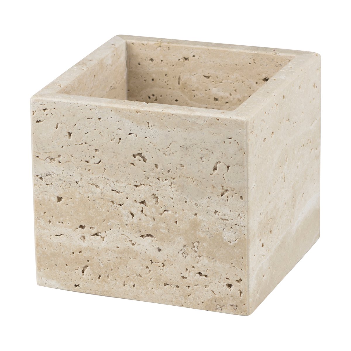 Mette Ditmer Travertine cube 10x10 cm. Linen | Scandinavian Design | Boxes & jars | Beige