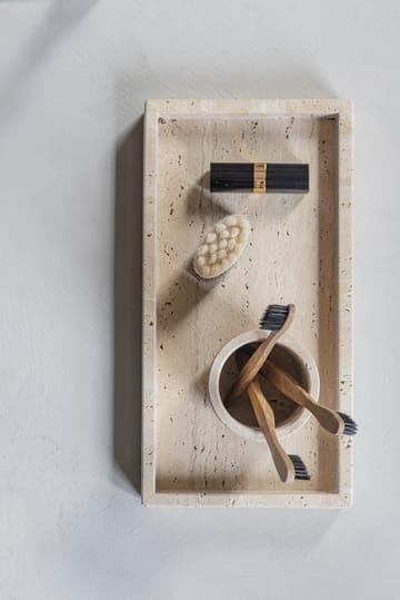 Travertine decorative tray 16x31 cm - Linen - Mette Ditmer
