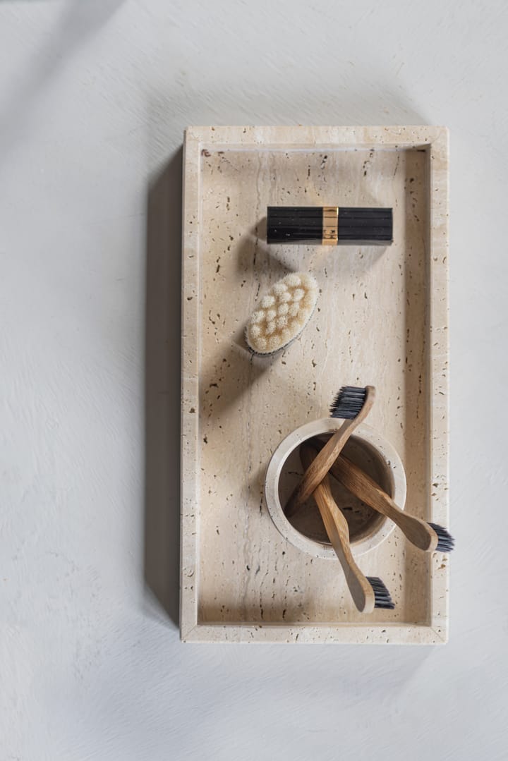 Travertine decorative tray 16x31 cm, Linen Mette Ditmer