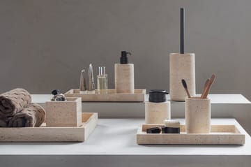 Travertine decorative tray 16x31 cm - Linen - Mette Ditmer