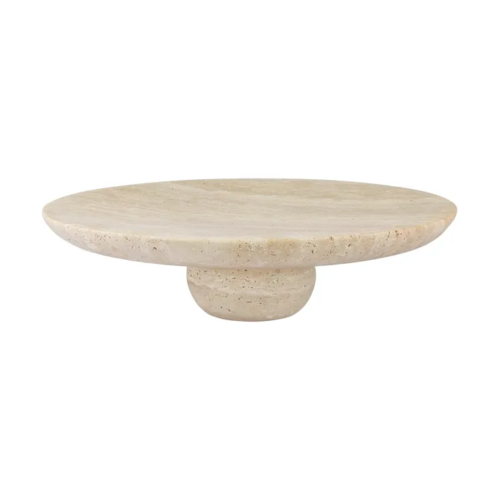 Travertine pedestal - Linen, Ø32x8.5 cm - Mette Ditmer