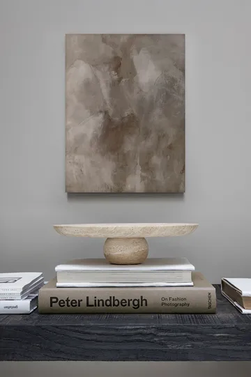 Travertine pedestal - Linen, Ø32x8.5 cm - Mette Ditmer