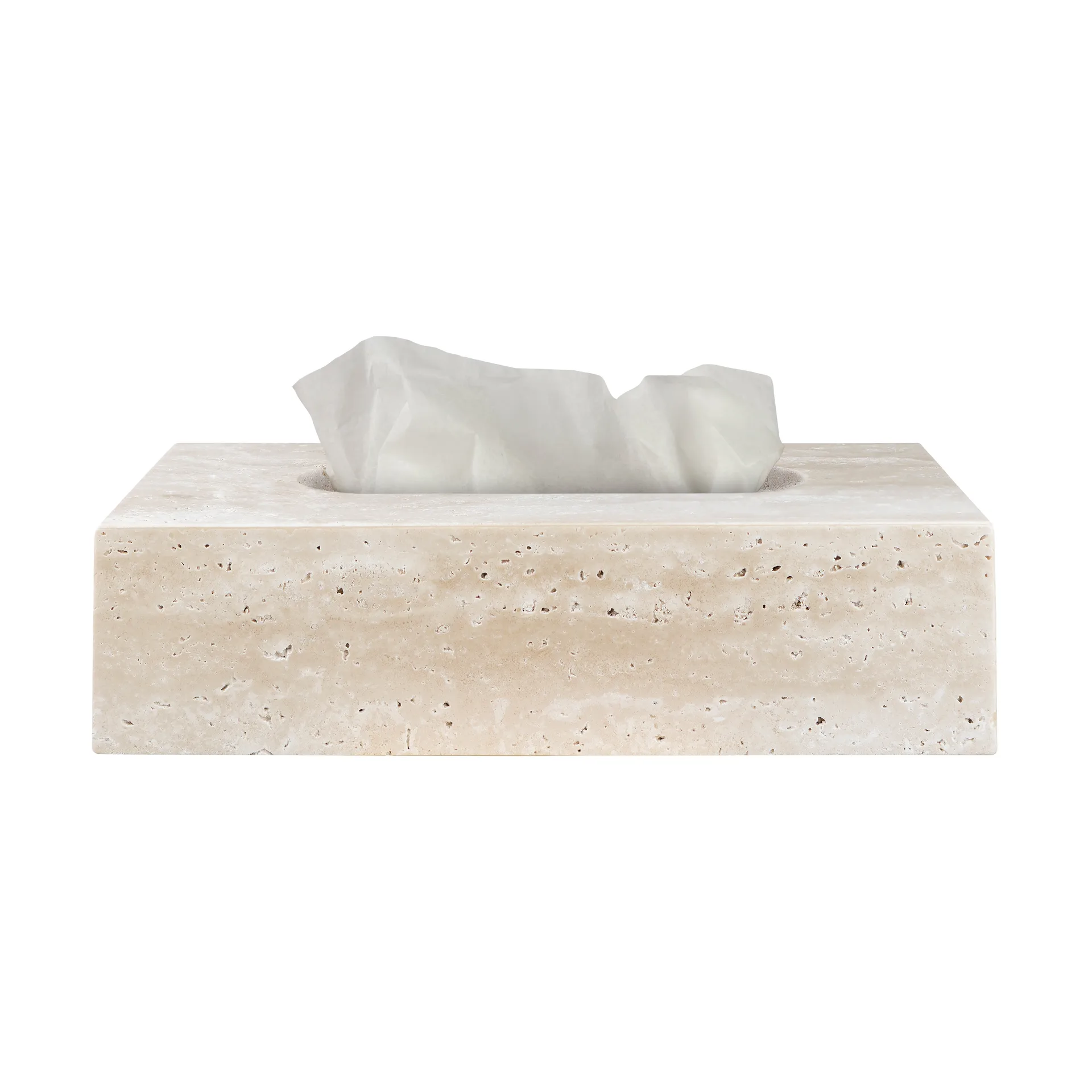 Travertine tissue box 14x25.5 cm, Linen Mette Ditmer