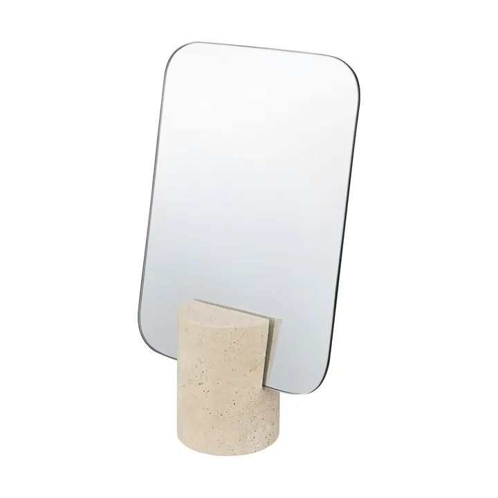 Travertine vanity mirror - Linen - Mette Ditmer