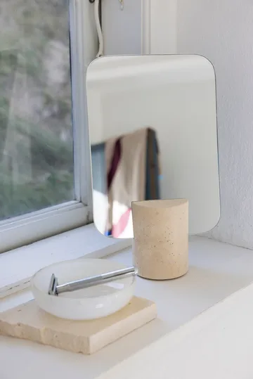 Travertine vanity mirror - Linen - Mette Ditmer