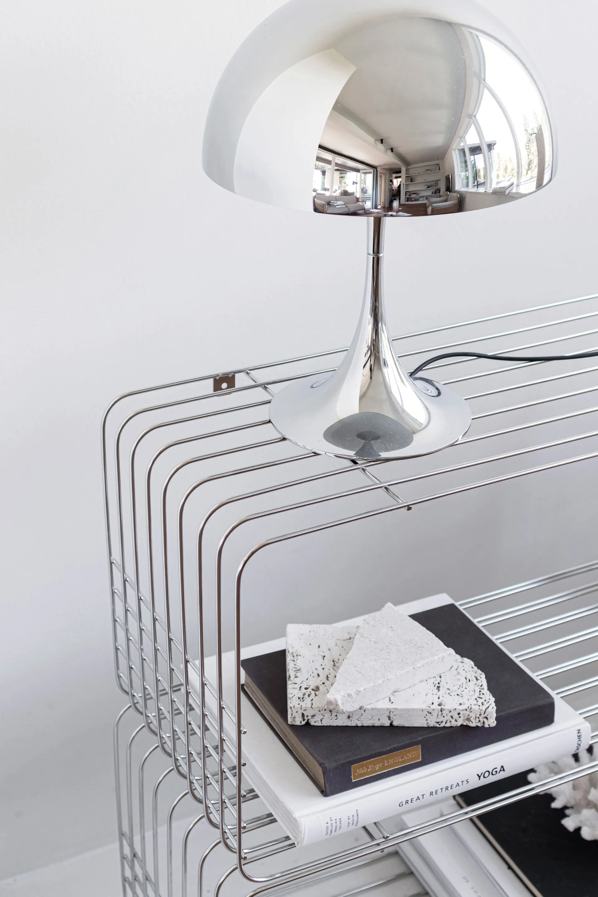 Wire shelf, Chrome, 31x70x26 cm Mette Ditmer