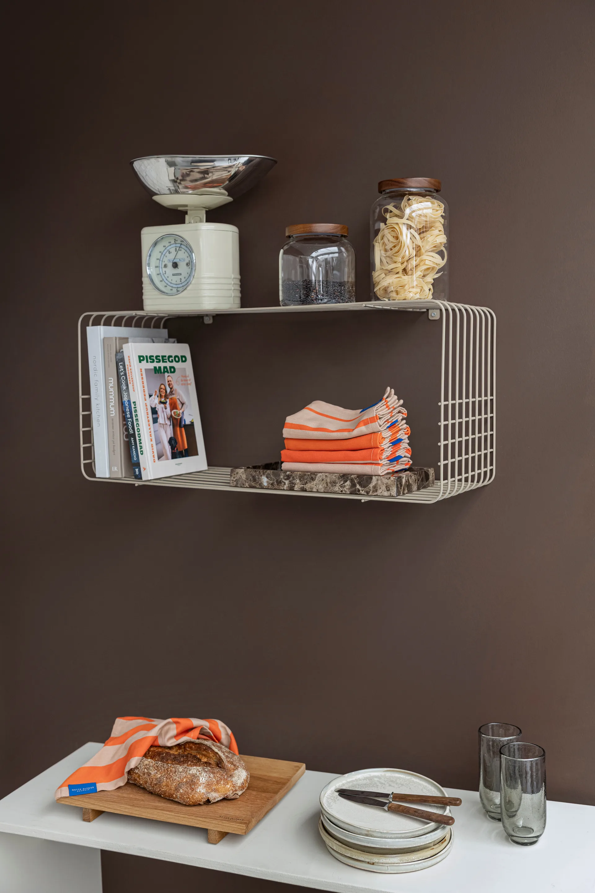 Wire shelf, Sand, 31x70x26 cm Mette Ditmer