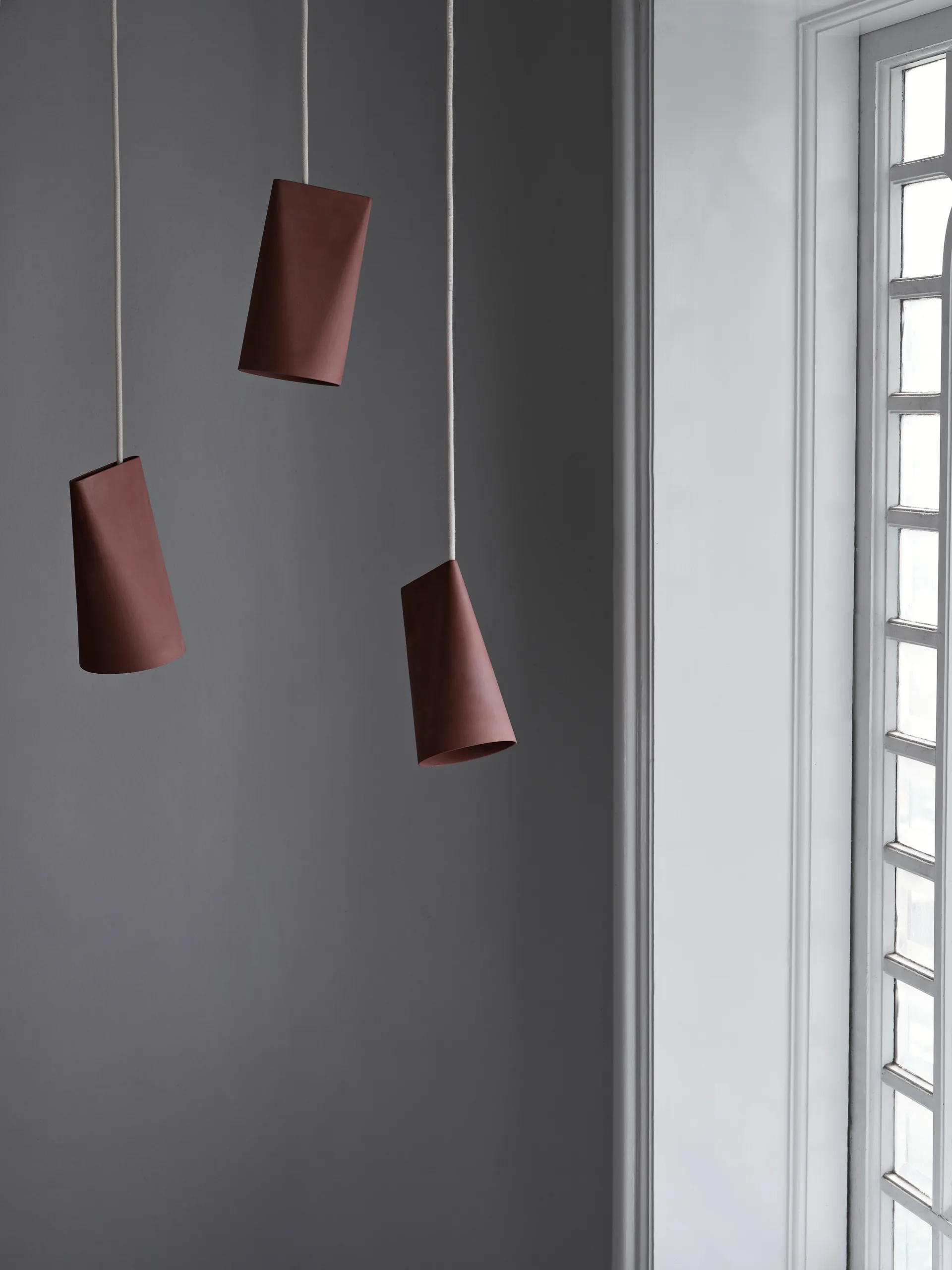 Ceiling lamp ceramic 11.2x22 cm, Terra Cotta, Wood MOEBE